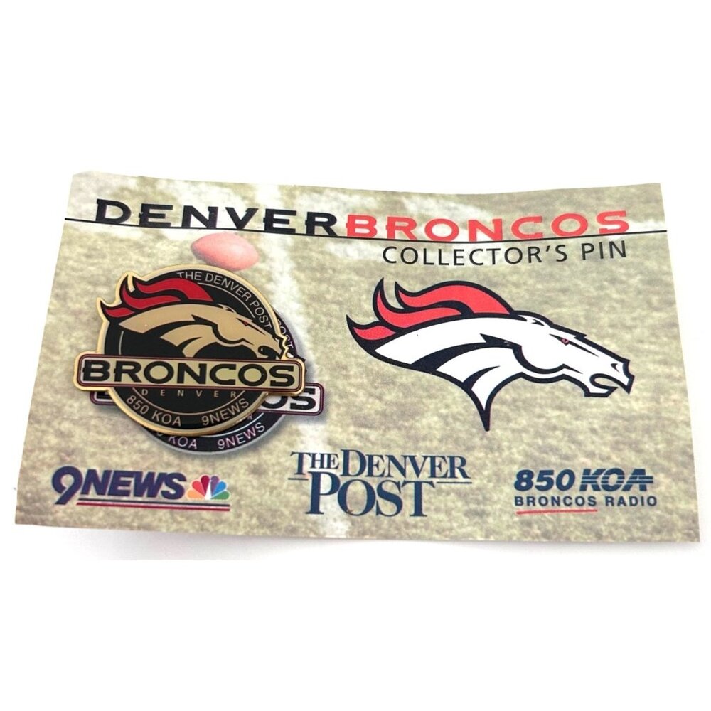 Vintage Denver Broncos Pinback Button Pin Promo KOA Radio 9News Denver Post
